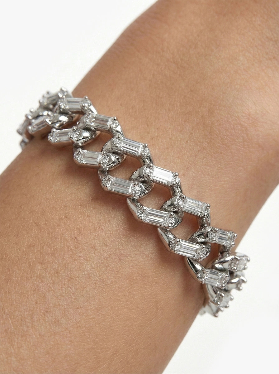 Baget Taşlı Gurmet (Cuban) Zincir Bileklik