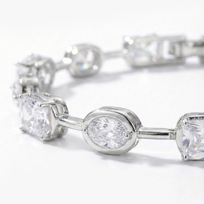 Baget ve Oval Zirkon Taşlı Zincir Bileklik