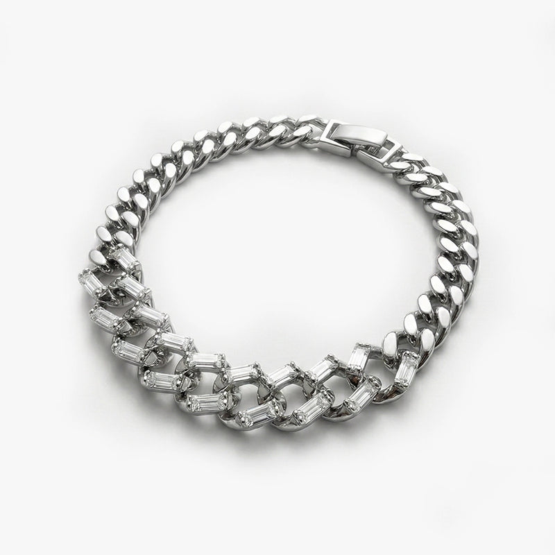 Baget Taşlı Gurmet (Cuban) Zincir Bileklik