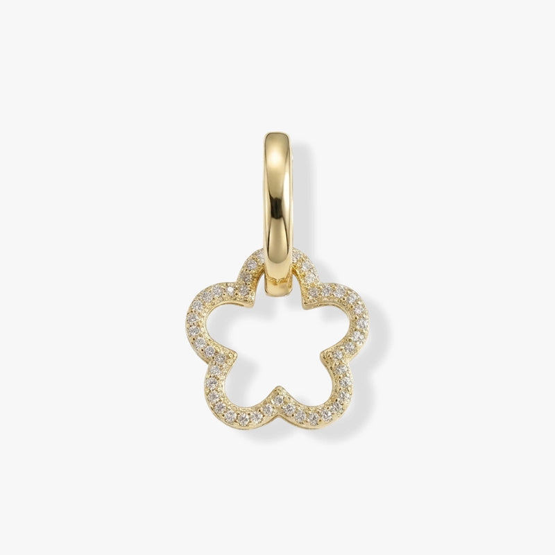 Taşlı Çiçek Figürlü Sallantılı Gold Halka Küpe