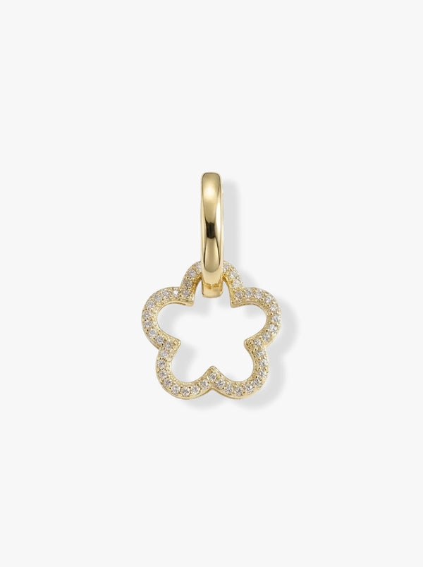 Taşlı Çiçek Figürlü Sallantılı Gold Halka Küpe - Detay